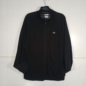 Lacoste Track Jacket Mens Size 5 Black Pique Cotton Full Zip Mock Neck 5191L